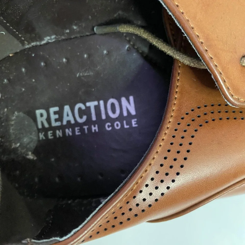 Kenneth Cole Reaction Dress Shoes Mens 12 Brown Perforated Cap‎ Toe Oxford